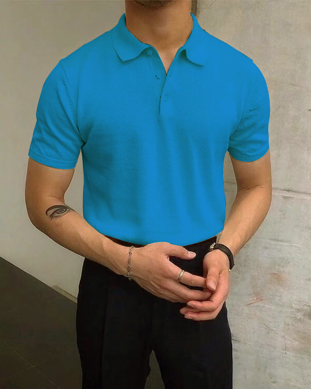 Herren Polo-Shirt aus atmungsaktiver Baumwolle mit elegantem Kragen EB