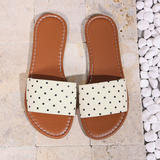 Damen Badesandalen mit gepolstertem Fußbett und modernem Punkte-Design EB