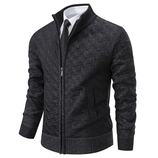Herren stylische Steppjacke mit strukturiertem Obermaterial und hohem Kragen EB