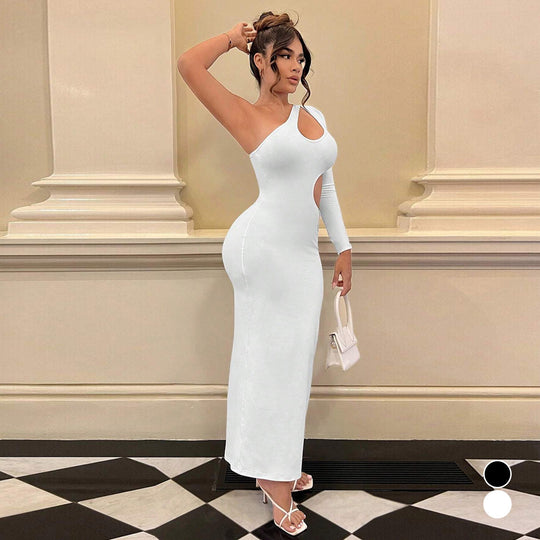 Damen Longsleeve Maxi-Kleid mit sexy Cut-Outs und figurbetontem Schnitt EB