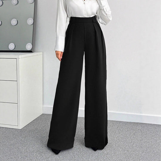 Damen Hochtaillierte Weitbein-Hose mit Gürtel EB