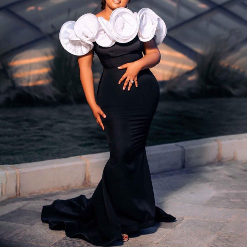 Damen Elegantes Abendkleid mit voluminösem Oberteil und figurbetontem Rock EB