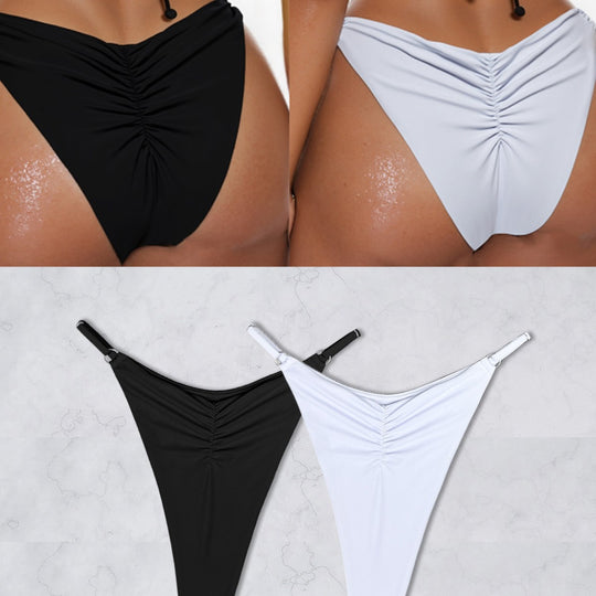 Damen Bikini-Höschen mit raffinierten Raffungselementen und hohem Beinausschnitt EB