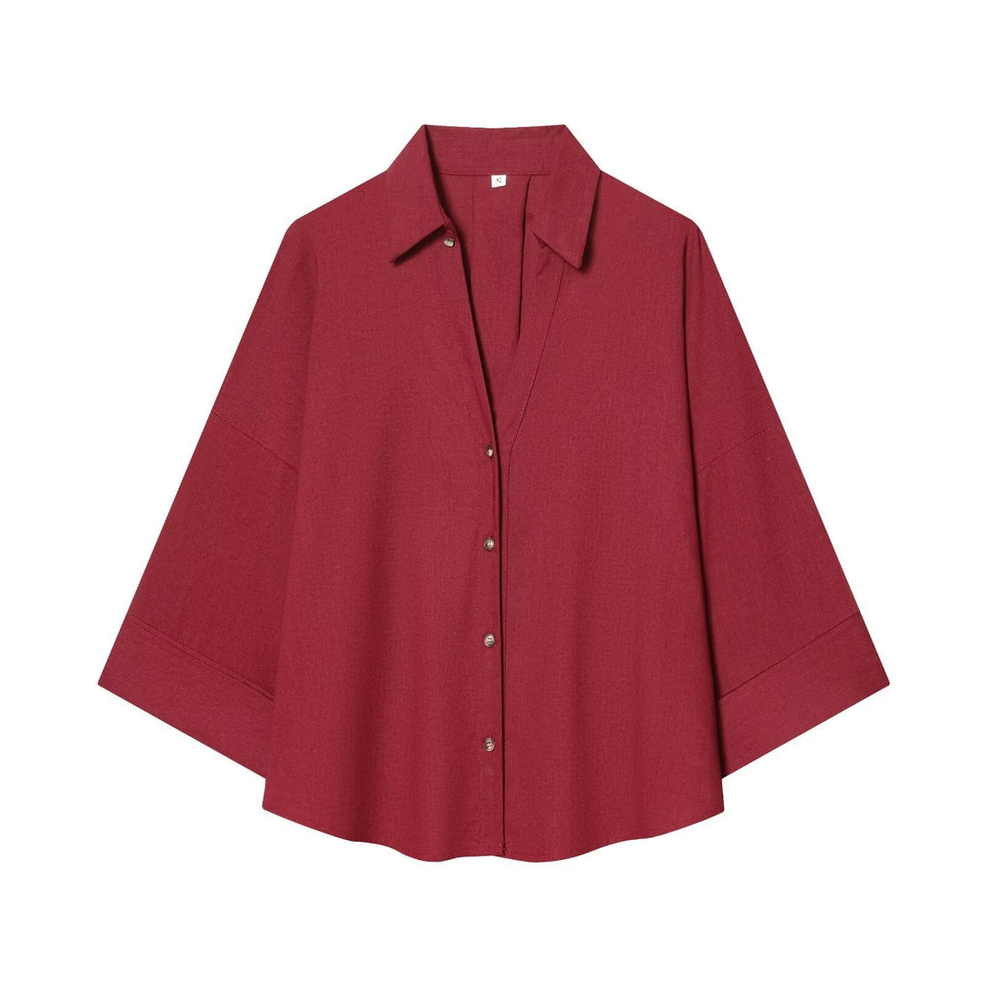Damen Hemdblusenshirt mit lässigem Schnitt und eleganten 3/4-Ärmeln EB