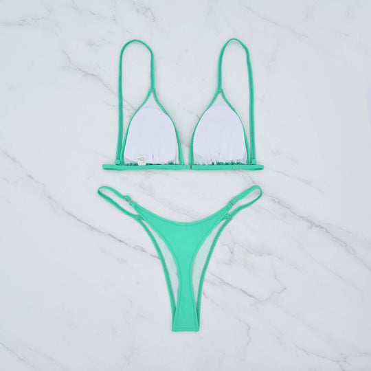 Damen Triangel-Bikini mit ultra-hohem Beinausschnitt und feiner Raffung EB