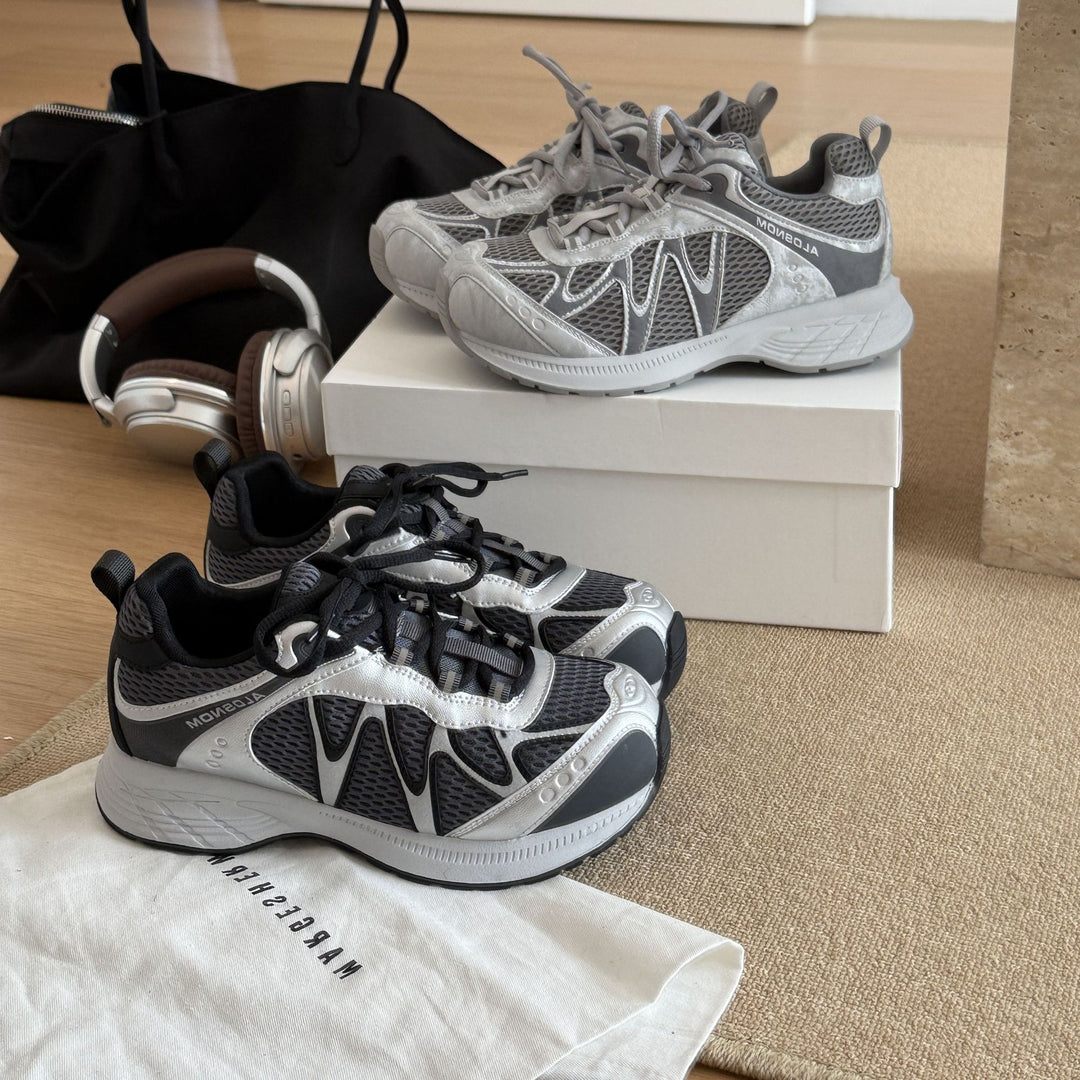 Damen Sportliche Sneaker mit atmungsaktivem Mesh-Obermaterial und gepolsterter Sohle EB