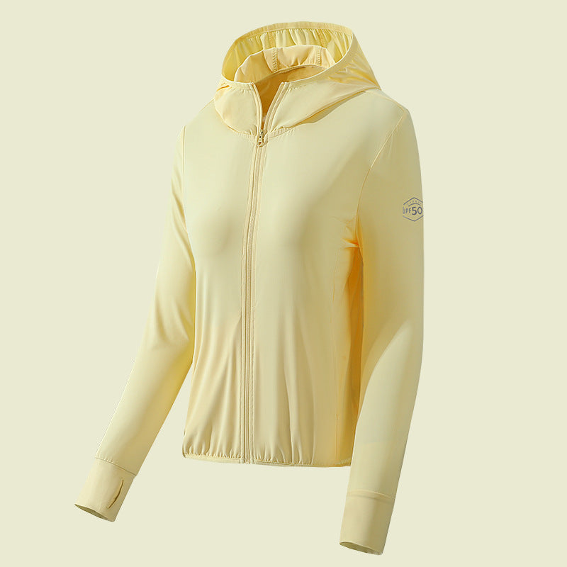 Damen leichte Kapuzenjacke mit Sonnenschutz und Stretchgewebe EB