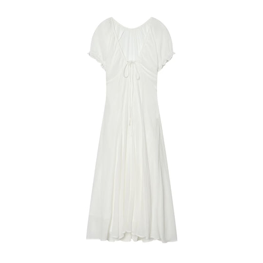 Damen Maxikleid mit fließendem Schnitt und verstellbarem Kordelzug EB
