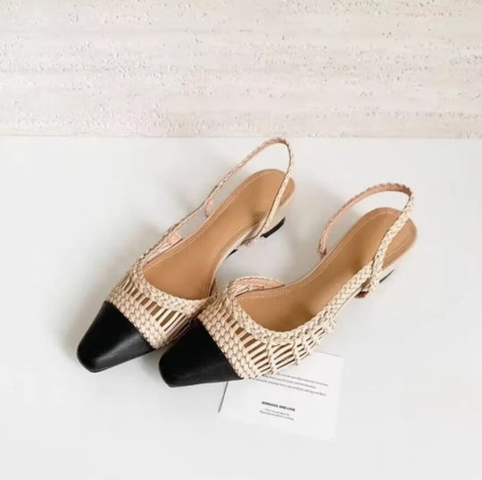 Damen Slingback-Pumps mit modischem Flecht-Design und elegantem Spitzenzeh EB