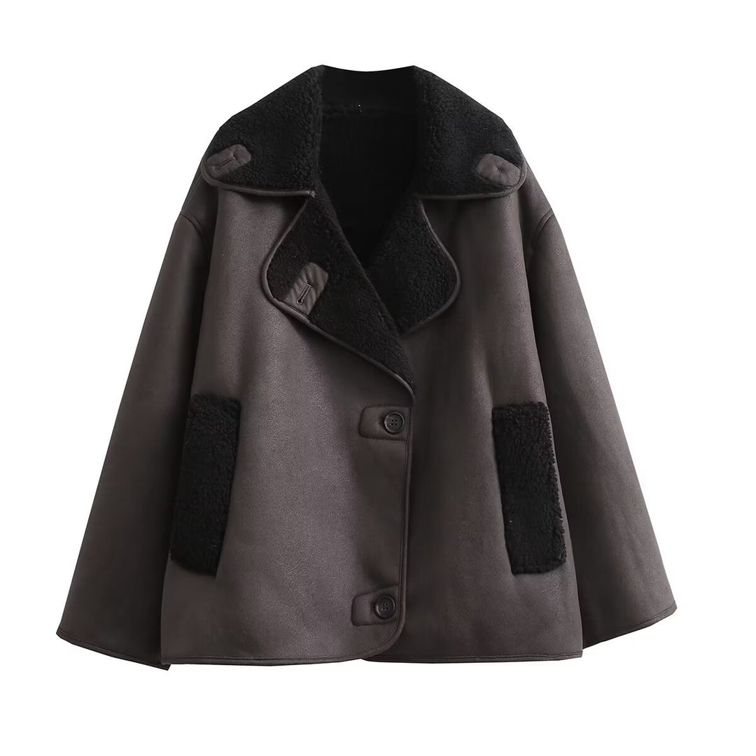 Damen Teddy-Fleece-Jacke mit praktischem Knopfverschluss und Taschen EB
