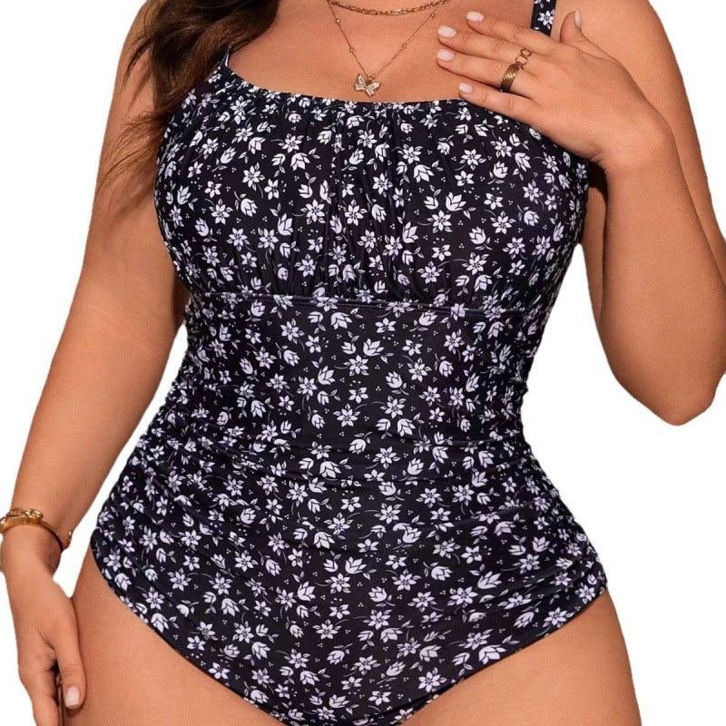 Damen Einteiler Badeanzug mit floralem Schnitt und elegantem Wickeldetail EB