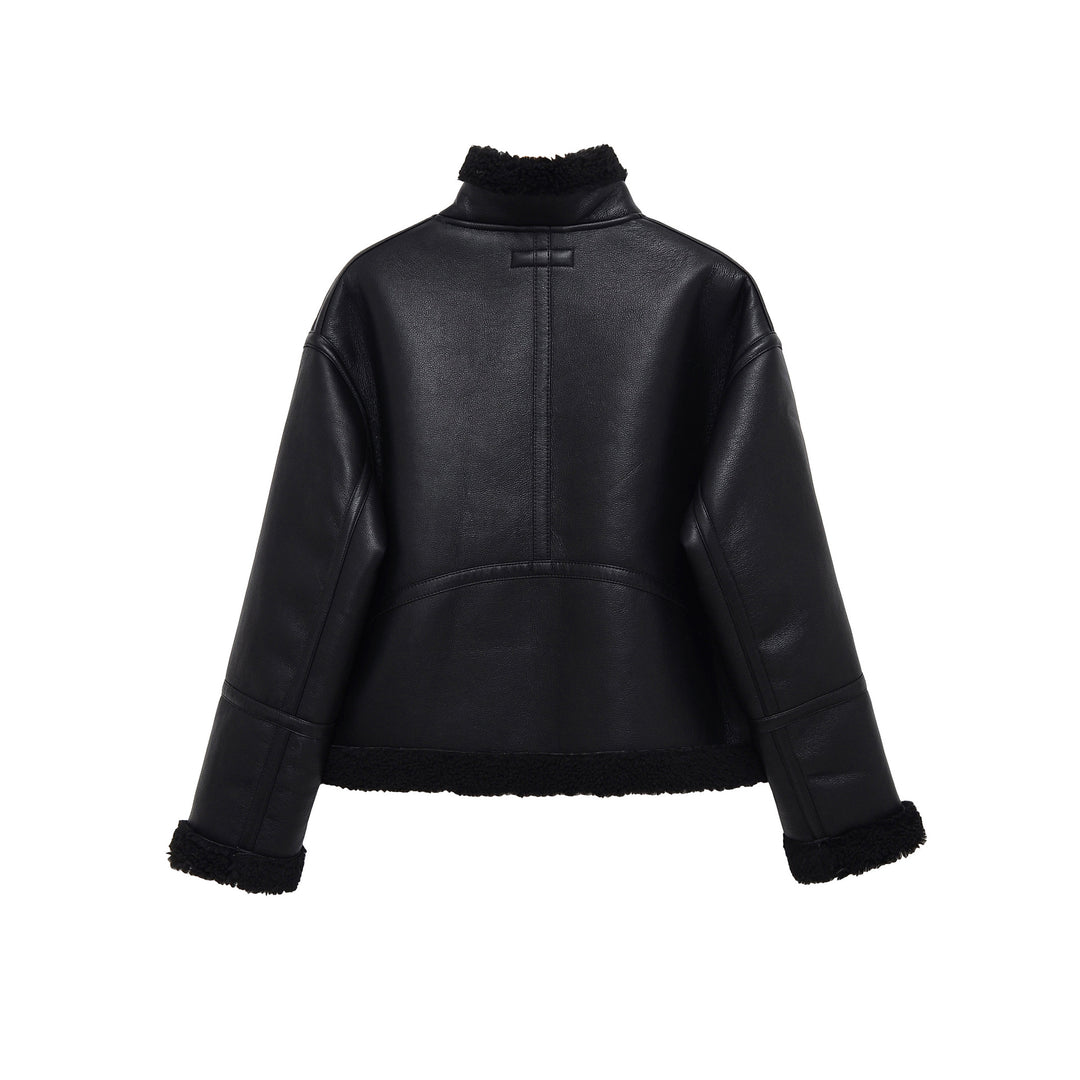 EB | schwarze Aviator-Lederjacke für Herren