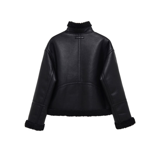 EB | schwarze Aviator-Lederjacke für Herren