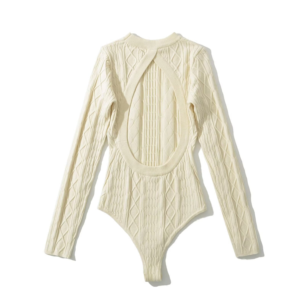Damen Langarm Bodysuit mit strukturiertem Design EB
