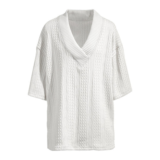 Damen lässiger Strickpullover mit v-förmigem Ausschnitt und zeitlosem Muster EB