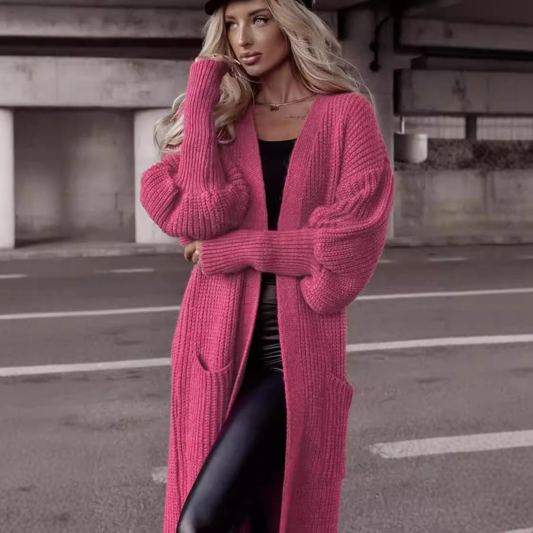 Damen Grobstrick-Cardigan mit tiefen Taschen und lässigem Oversized-Schnitt EB