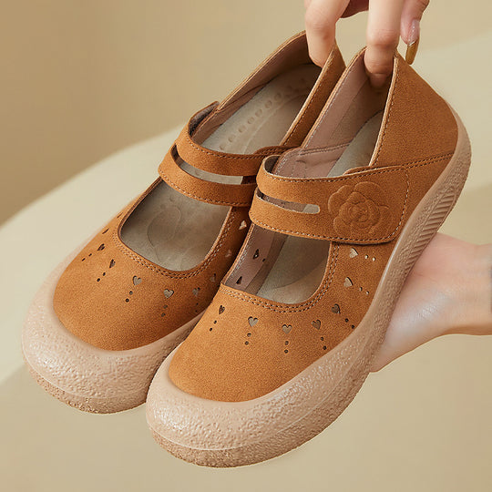 Damen Komfortable Klettschuhe mit Blütenverzierung EB