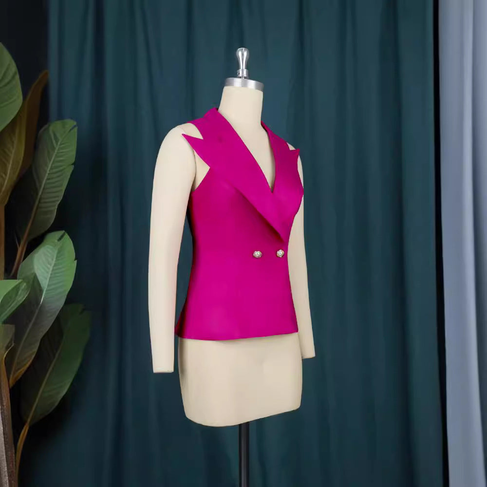 Damen Elegantes Blazer-Set mit weit geschnittenen Hosen EB