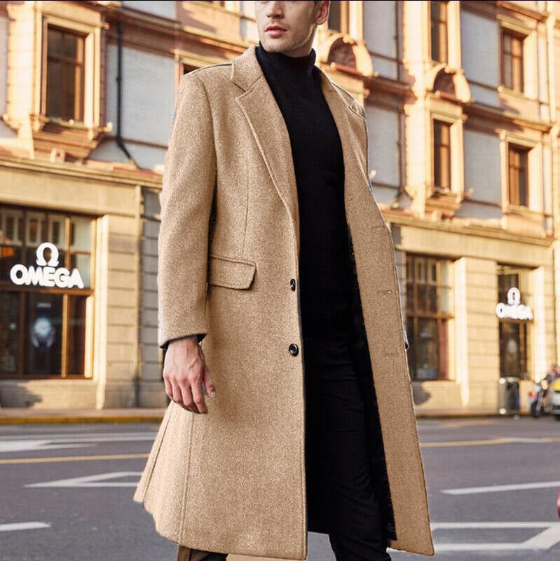 Herren Eleganter, Klassischer Langmantel mit Strukturiertem Schnitt EB