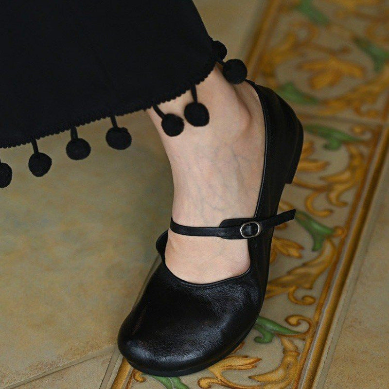 Damen Ballerina mit praktischem Riemen und gepolsterter Innensohle EB