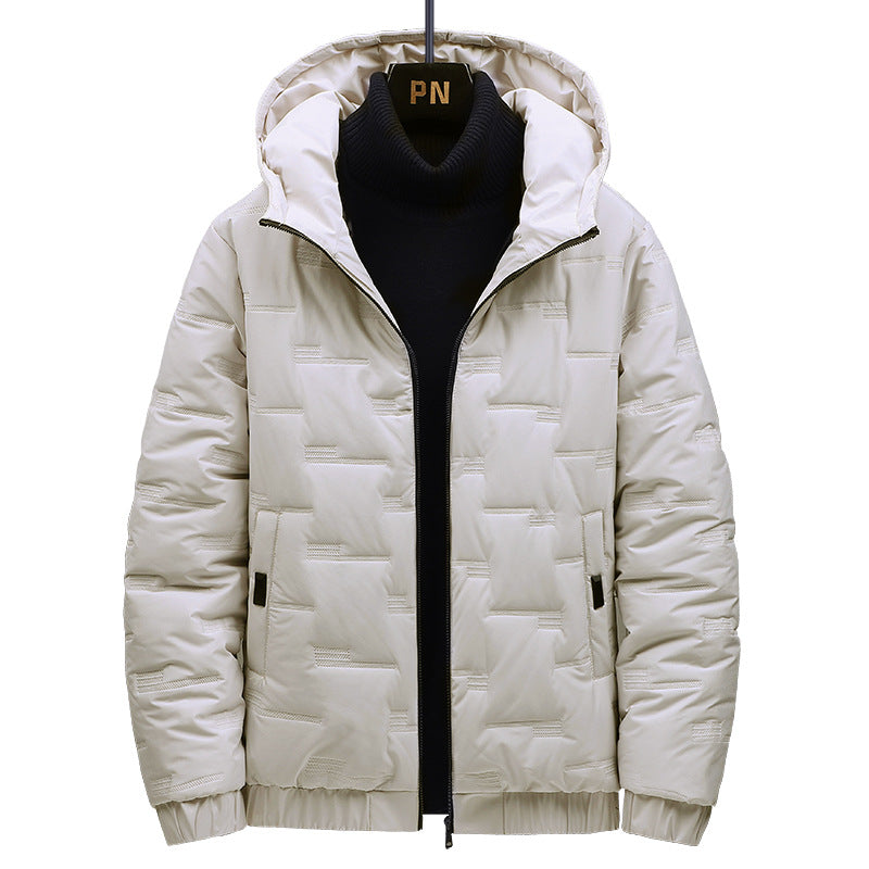 Herren Wattierte Kapuzenjacke mit geometrischer Steppung und winddichtem Saum EB