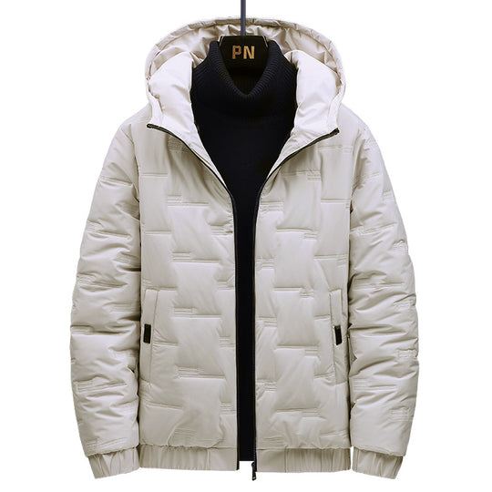 Herren Wattierte Kapuzenjacke mit geometrischer Steppung und winddichtem Saum EB