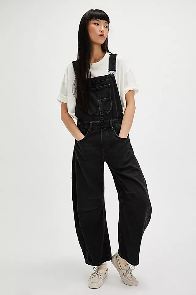 Damen lässige Denim-Latzhose im modernen Schnitt mit verstellbaren Trägern EB