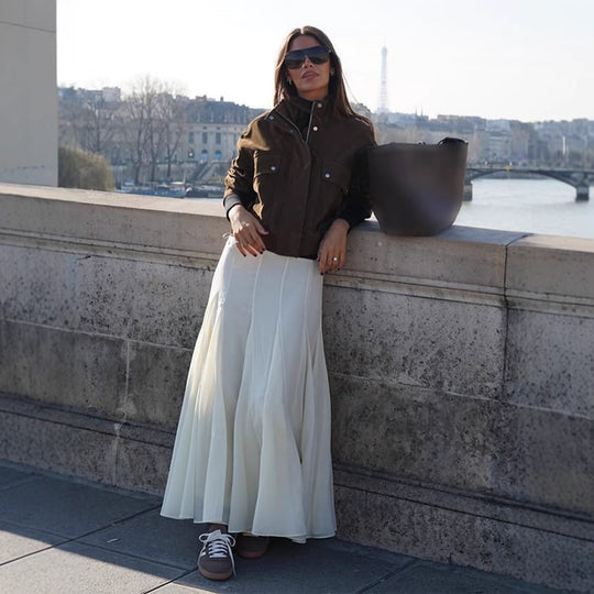 Damen lässige Suede-Jacke mit funktionalen Taschen und modernem Design EB