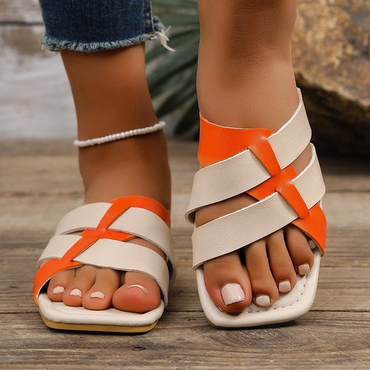 Damen modische Kreuzsandalen mit komfortabler Sohle EB