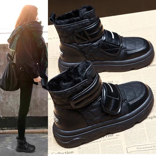 Damen Gefütterte Winterstiefel mit verstellbarem Klettverschluss und stylischem Design EB