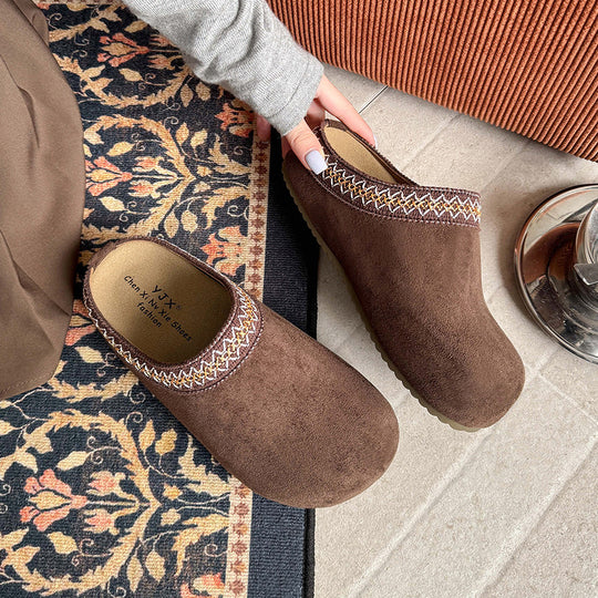 Damen Gemütliche Fleece-Clogs mit modischem Riemen EB