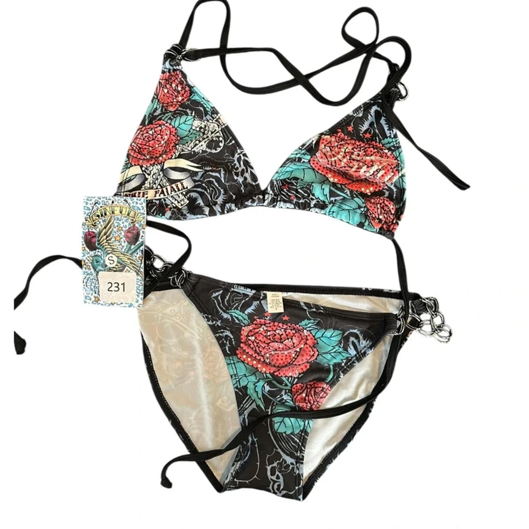 Damen Bikini-Set mit einzigartigem grafischem Design EB