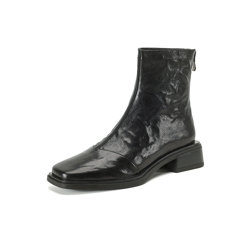 Damen moderne Chelsea Boots mit elegantem Glattleder und praktischem Reißverschluss EB