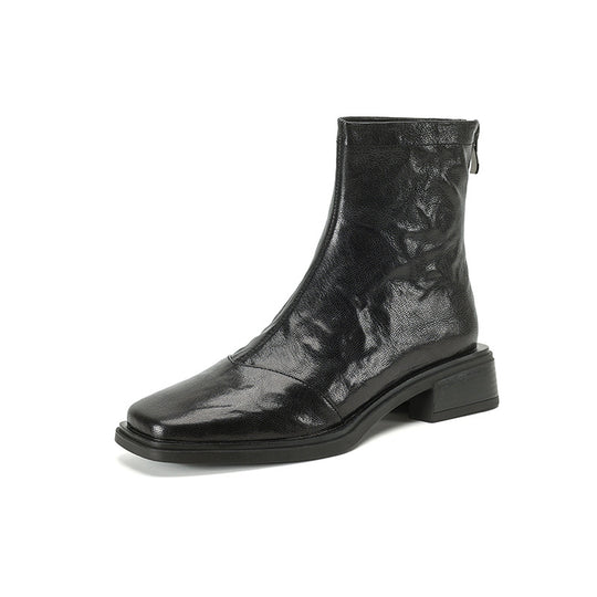 Damen moderne Chelsea Boots mit elegantem Glattleder und praktischem Reißverschluss EB
