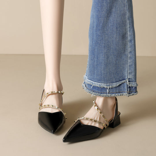 Damen elegante Slingbacks mit modischen Nieten EB