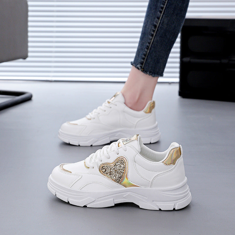 Damen Sportliche Sneakers mit glitzerndem Herz-Detail EB