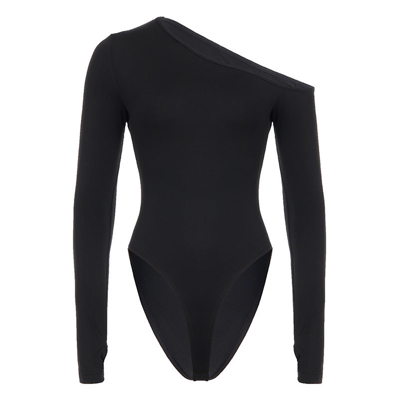 Damen eleganter Body mit langen Ärmeln und weitem Halsausschnitt EB