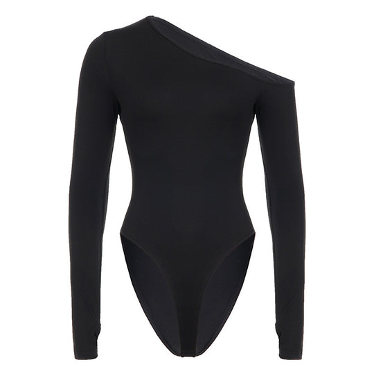 Damen eleganter Body mit langen Ärmeln und weitem Halsausschnitt EB
