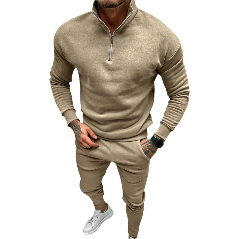 Herren nan athletisches Lounge-Set aus French Terry mit Halbzip-Stehkragen und konischer Jogginghose EB