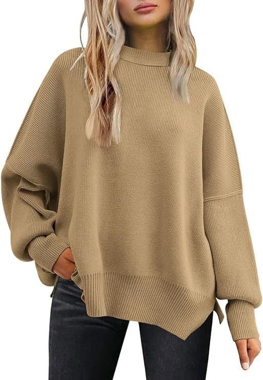 Damen Oversized Strickpullover mit breiten Ärmeln und strukturierter Oberfläche EB