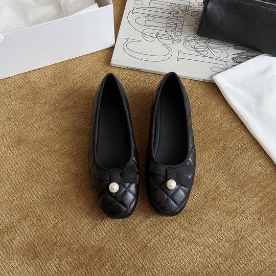 Damen Ballerinas mit dekorativem Riemchen und Perlenapplikation EB