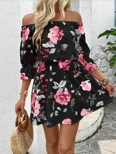 Damen Boho Kleid mit Blumenmuster EB