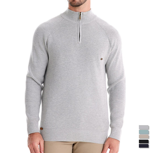Herren Strickpullover mit halbem Reißverschluss und sportlichen Details EB