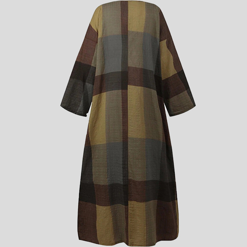 Damen Maxikleid mit Blockstreifen und eleganter Schnittführung EB