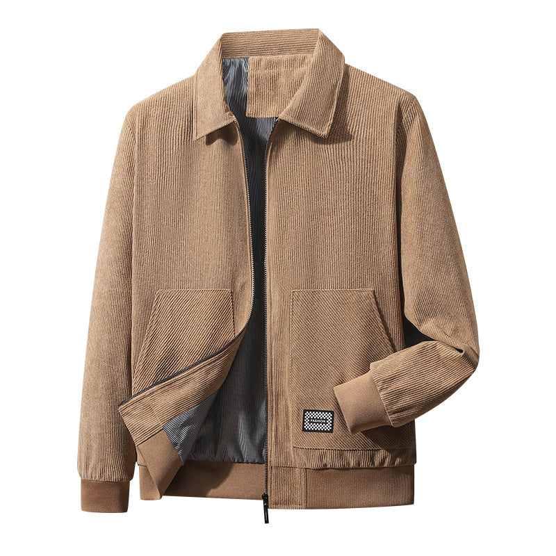 Herren strukturierter Freizeitblouson mit feinem Cordgewebe, gestreiftem Innenfutter und elastischem Saum EB
