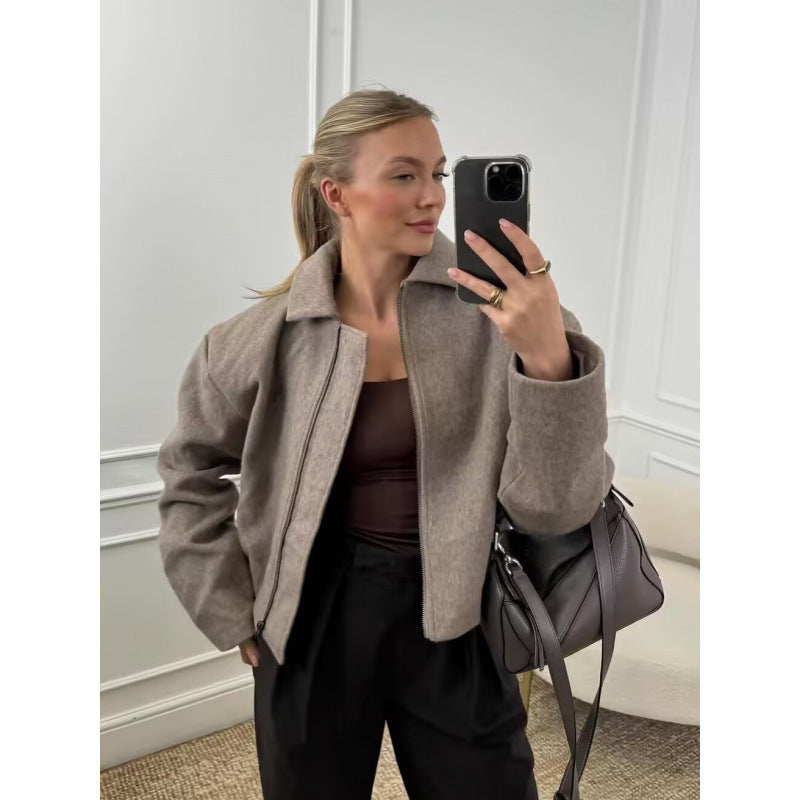 Damen elegante Fleece-Jacke mit Reißverschluss EB