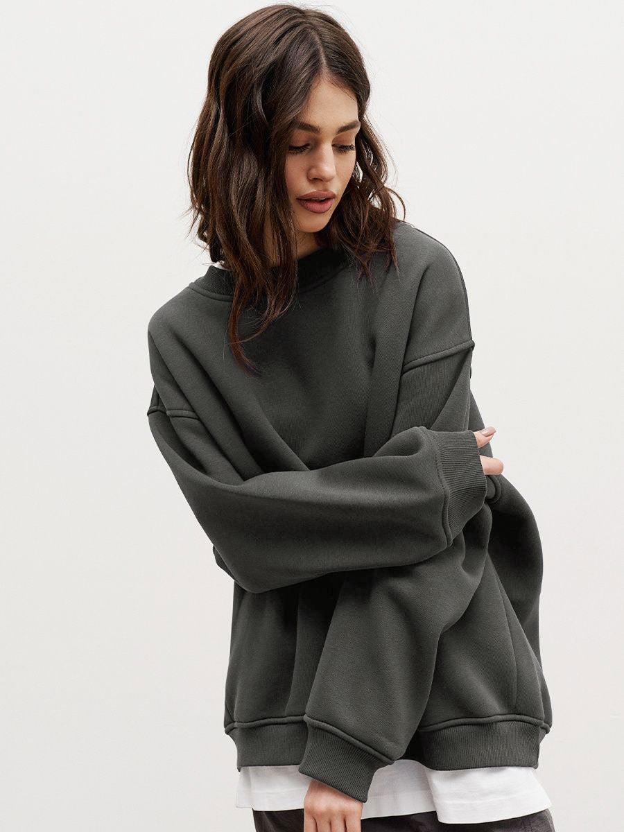 Damen Oversized Sweatshirt im lässigen Stil mit übergroßen Ärmeln und elastischen Bündchen EB