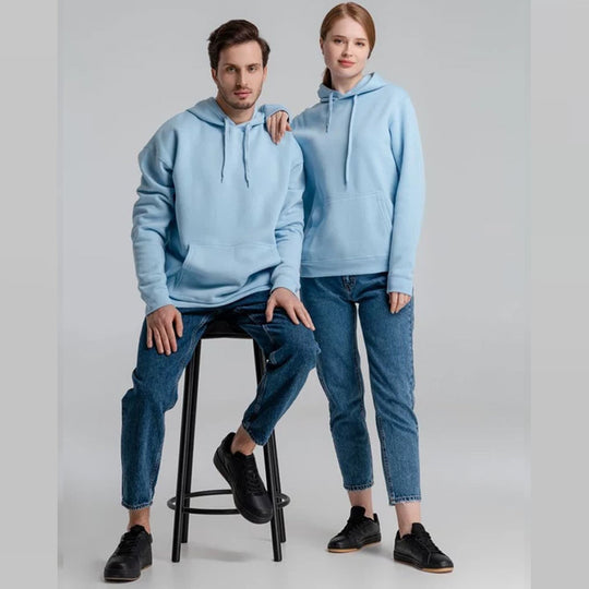 Unisex nan minimalistischer Heavyweight Kapuzenpullover aus French‑Terry mit verdeckter Kängurutasche und schmaler Silhouette EB