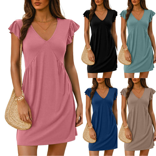 Damen lockeres Sommerkleid mit Rüschendetails EB