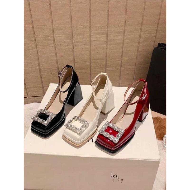 Damen Plateau-Pumps mit dekorativem Strassbesatz EB